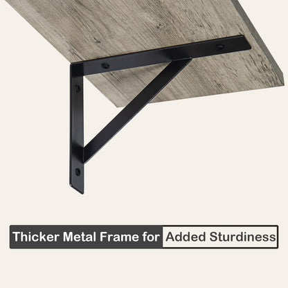 DINZI LVJ Long Shelf, 31.5 Inch Large Wall Mounted Shelves Set of 2, Easy-to-Install, Display Ledges with Sturdy Metal Brackets for Living Room, Bathroom, Bedroom, Kitchen, Laundry Room, Gray Wash