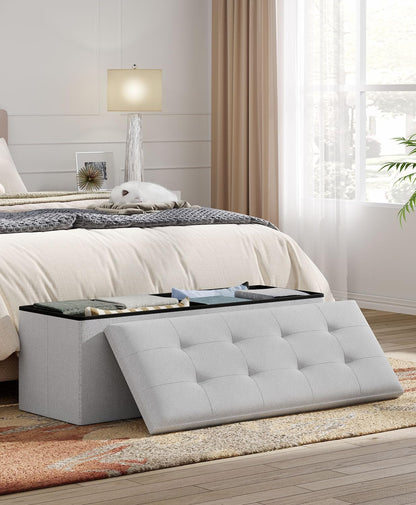Storage Ottoman Bench, Folding Ottoman Foot Rest, End of Bed Bench,Storage Chest, for Living Room, Bedroom, Hallway, Entryway, Holds up to 700 lb (Light GREY1, 43")