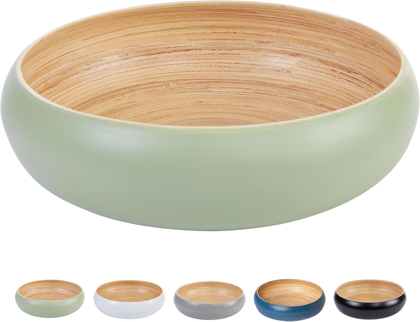Fruit Bowl For Kitchen Counter, Decorative Bowl, Large Serving Bowl Or Fruit Basket For Kitchen Spun Bamboo (Sage)