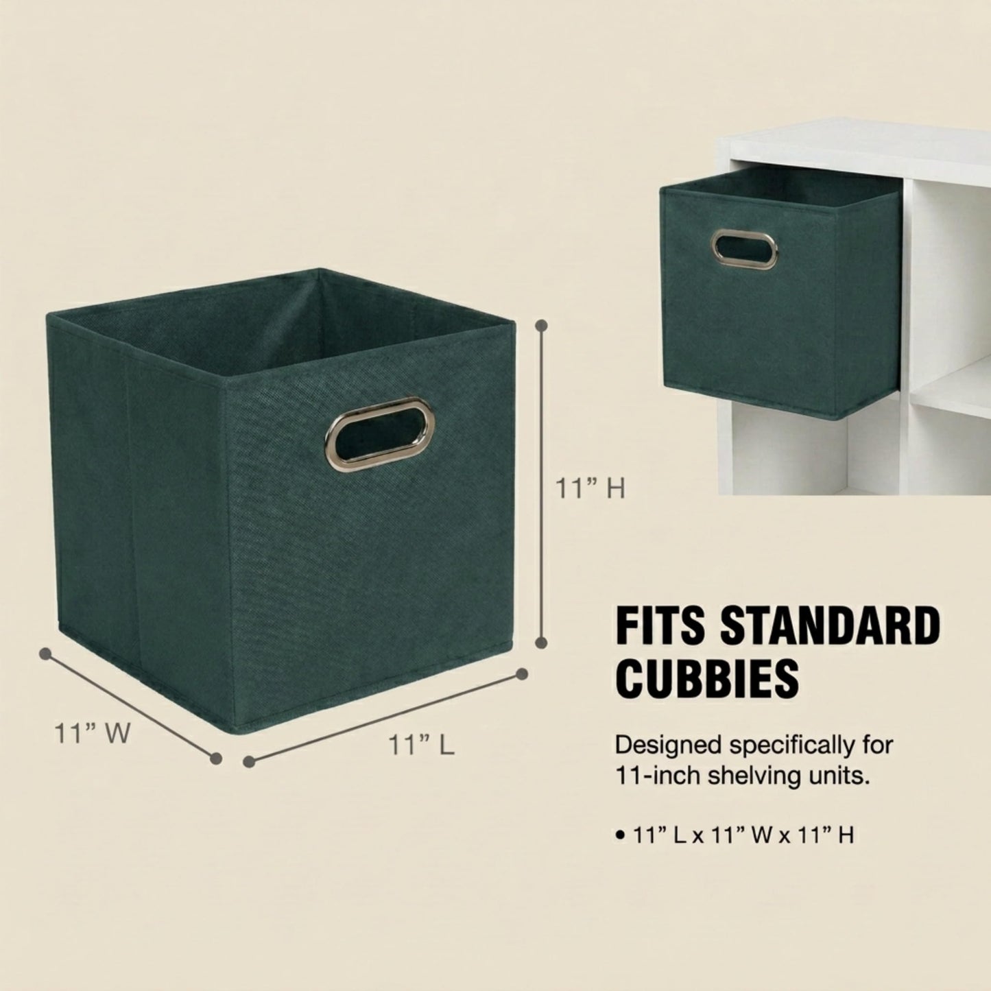 Household Essentials Foldable Fabric Storage Cubes 6-Pack – 11x11x11 Stackable Non-Woven Bins with