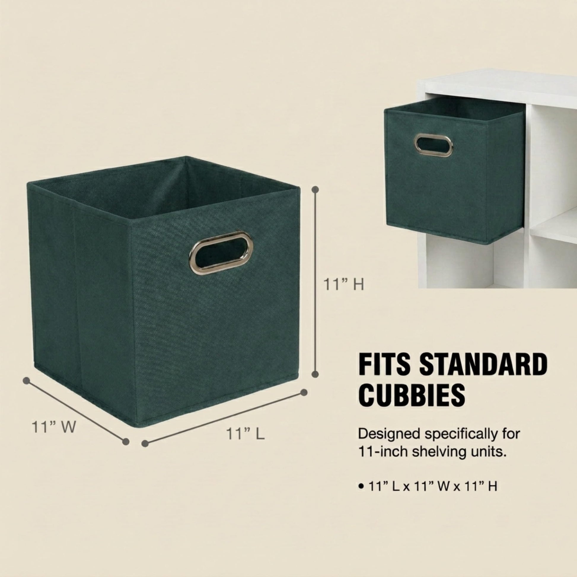 Household Essentials Foldable Fabric Storage Cubes 6-Pack – 11x11x11 Stackable Non-Woven Bins with