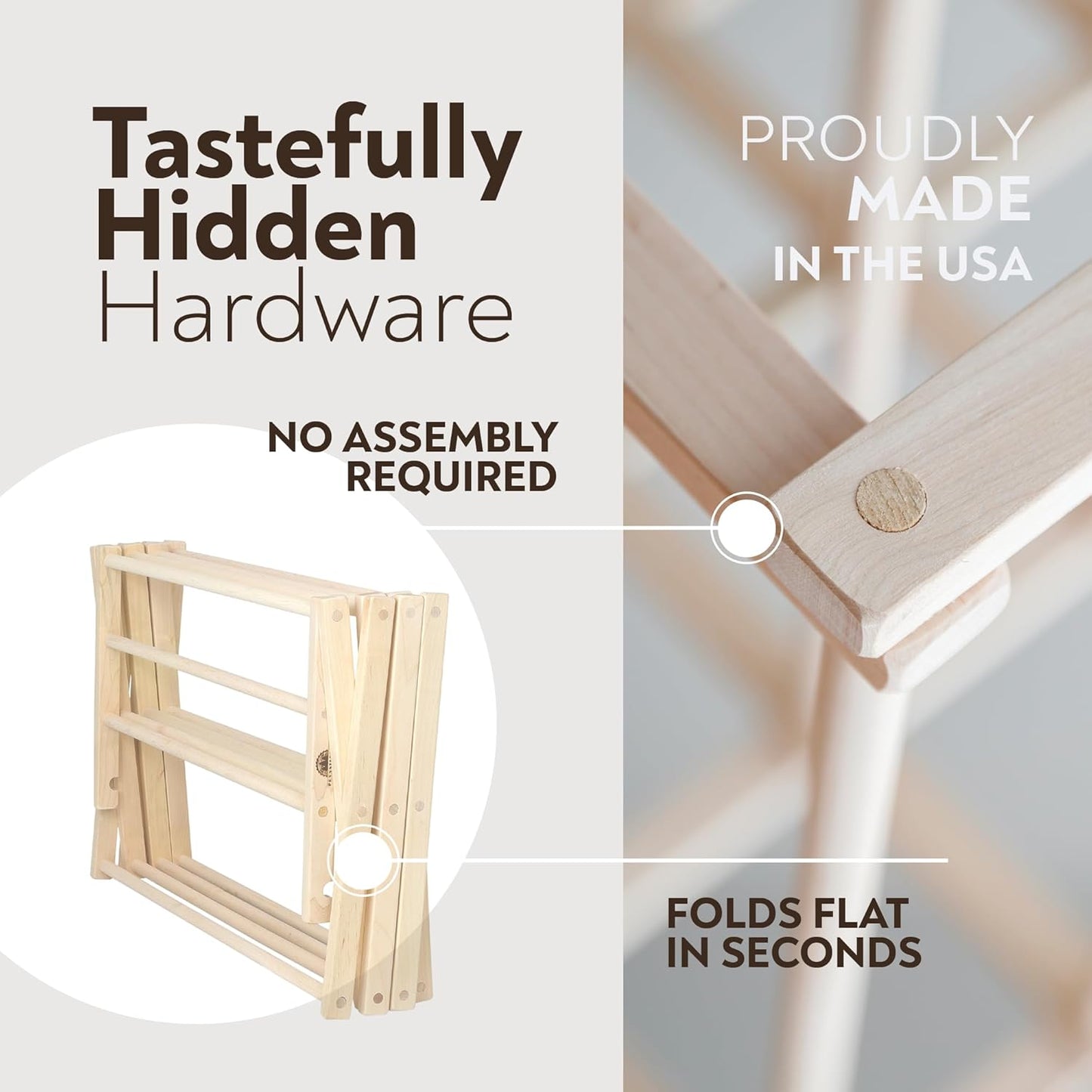 Pennsylvania Woodworks Premium American Maple Clothes Drying Rack - Handcrafted in Pennsylvania - Solid Wood Construction, Collapsible, Eco-Friendly Laundry Solution (X-Large)