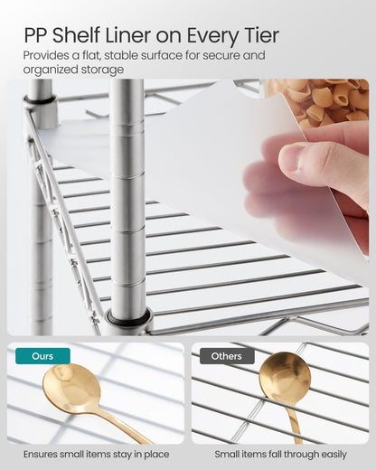 SONGMICS Storage Shelf, Bathroom Shelf for Small Space, 5 Tier, Silver
