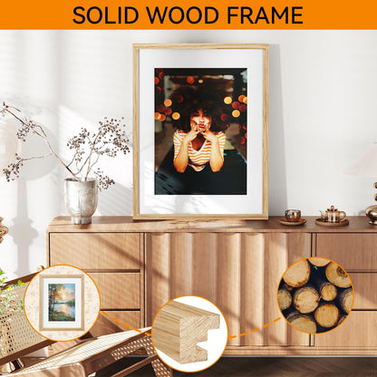 IBUYKE 18x24 Picture Frame,Solid Oak Wood 18x24 Photo Frame with Mat to 16x20,18x24 Picture Frames With Tempered Glass,Wall Mount Display,Home Decor,Natural Oak 24 x 18 Frame,UWPF1824N