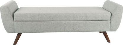 HomePop Modern Storage Bench with Wood Legs Home Décor|Bench with Storage for Living Room & Bedroom - Light Gray Woven