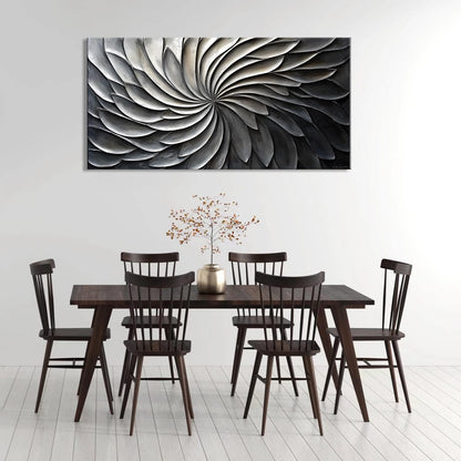 LASMOND Abstract Black and White Wall Art for Living Room Modern Canvas Print Painting Lines Flower Floral Large Artwork Bedroom Home Office Wall Décor (40x20 Inches)