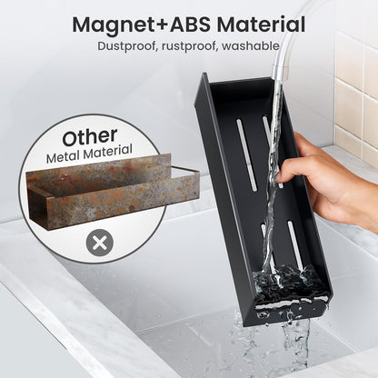 Magnetic Spice Rack for Refrigerator, Kitchen Organizer and Storage Shelf, Black (2 Pack)…