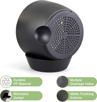 12/10/9 inch Large Self Watering Pots, Planter, Plant Pots with Mesh Drainage Holes for Indoor Outdoor Garden Plants, Plastic Flower Pots with Removable Deep Reservoir, Black