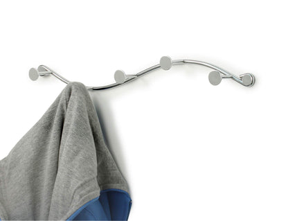 Spectrum Sweep Modern Wall Coat Rack 5 Hook for Hanging Coats Hats Bags Towels and Accessories