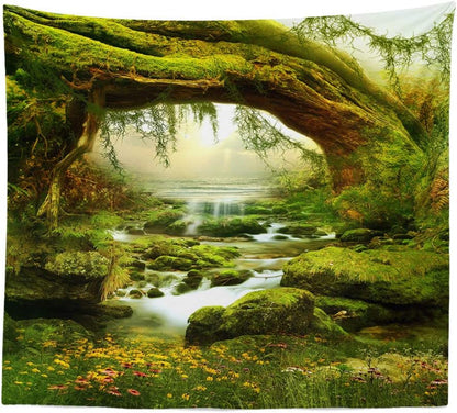 Llamazing Forest Landscape Home Decor - Living Room & Bedroom Magic Tapestry Curtain XGXL (Sunlight&Creek, 78''L60''W)