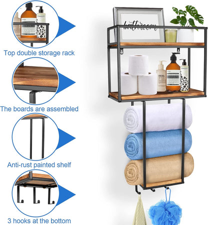 Towel Rack Wall Mounted - Space-Saving Design for Small Bathrooms - Versatile Organizer for Towels, Blankets, and More - Ideal for RVs and Hotels