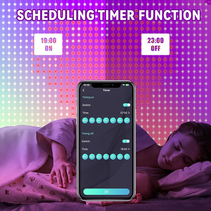 HXWEIYE 400LED Smart Curtain Lights, 6.6Ft x 6.6Ft Fairy Hanging Curtain String Lights with APP & Remote, Dynamic DIY Color Changing Wall Lights for Indoor Bedroom Window Party Backdrop Outdoor Decor