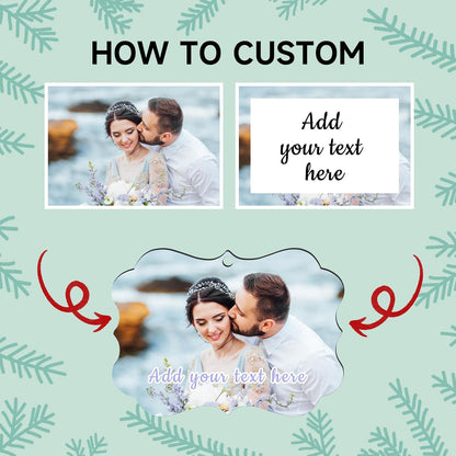 Personalized Christmas Ornaments 2025 Wood Custom Picture Text Hanging Ornament Customized Christmas Tree Decorations Keepsake Gift for Family Couples Xmas Tree Home Decor