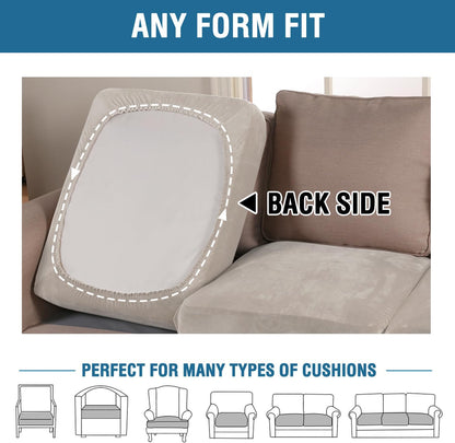 H.VERSAILTEX Velvet Stretch Couch Cushion Cover Plush Cushion Slipcover for Chair Loveseat Sofa Cushion Furniture Protector Seat Cushion Sofa Cover (3 Piece XL Sofa Cushion Covers, French Oak)