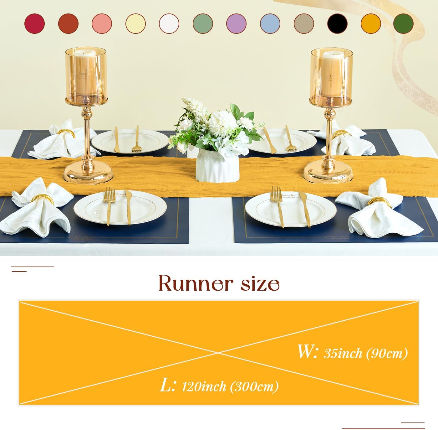 Sioloc Yellow Cheesecloth Table Runner Fall Autumn Decor for Home 10ft Table Cloth for Wedding Birthday Party Halloween Thanksgiving Decorations