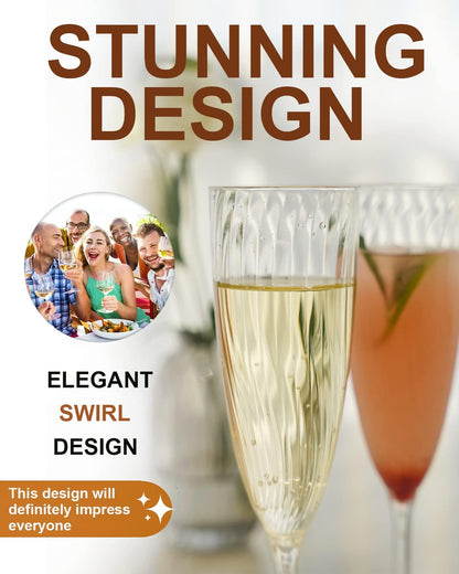 Plastic Champagne Flutes, 36 PCS Clear Disposable Wine Glasses Reusable Plastic Cocktail Cups for Home Daily Life Party Birthday Wedding Toasting Drinking Champagne(6 oz)