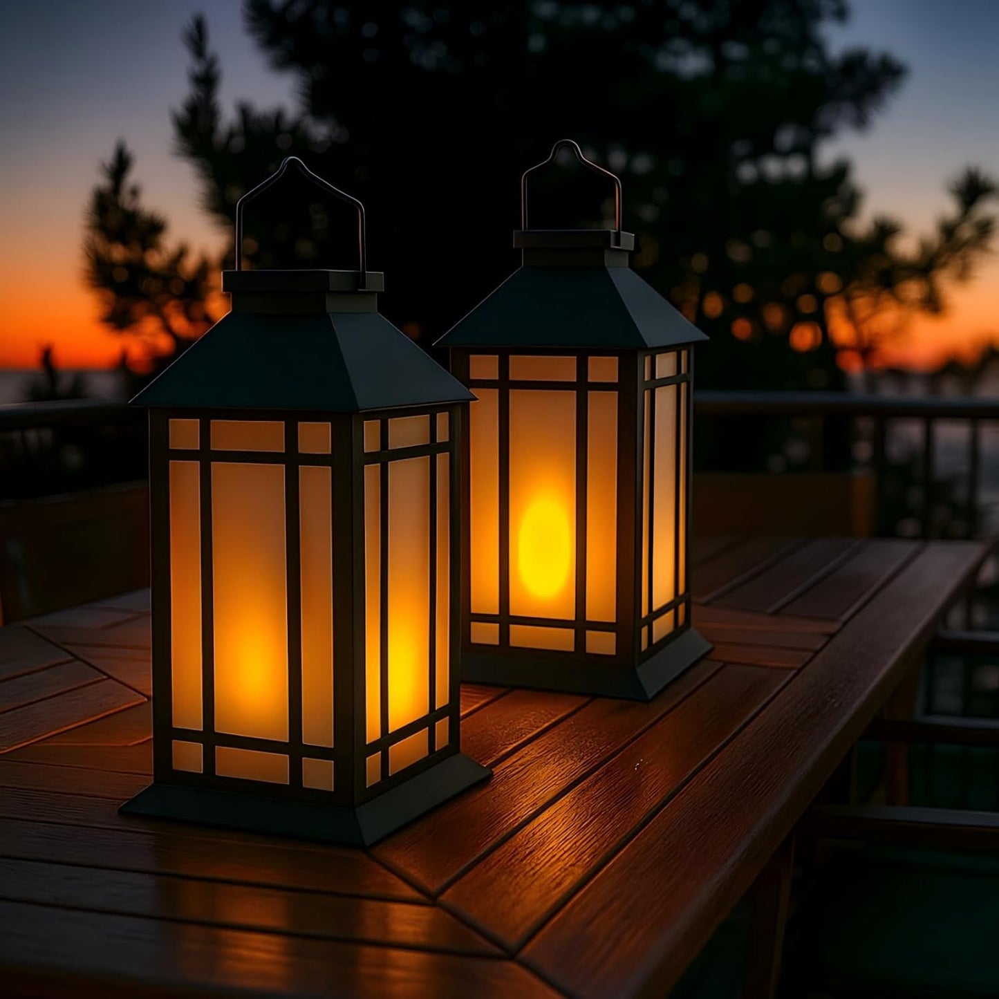 13-Inch IP65 Waterproof Battery-Powered Outdoor Lantern with Led Flameless Candle and 6-Hour Timer - Decorative Lantern for Patio & Garden(2 Pack)