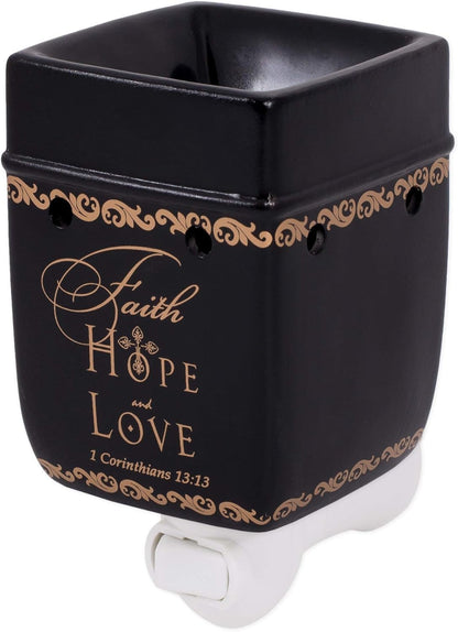 Elanze Designs Faith Hope Love Ceramic Stoneware Plug-in Outlet Wax and Oil Warmer