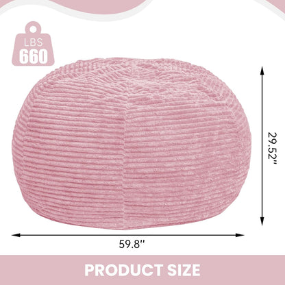 Large Bean Bag Chair, 6FT Giant Beanbag Chairs with Memory Foam Filled, Bean Bag Chairs for Adults, Ultra Soft Lazy Sofa for Living Room Bedroom (Pink)