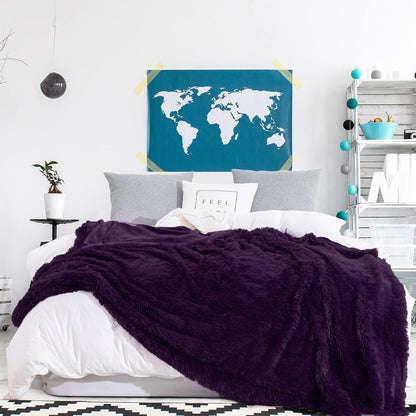 GONAAP Fuzzy Faux Fur Throw Blanket Purple Super Soft Cozy Plush Fuzzy Shaggy Blanket for Couch Sofa Bed (Purple, Throw(40"x50"))
