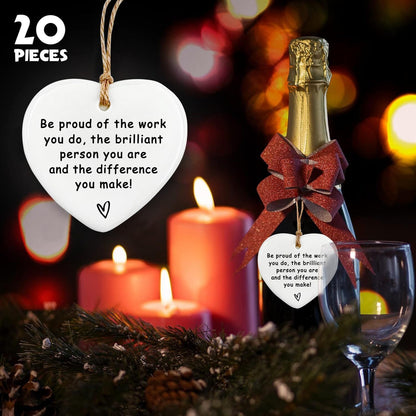 10 Pcs Thank You Gifts - Ceramic Heart Ornament, Leaving & Retirement Goodbye Gifts for Coworkers, Teachers & Nurses