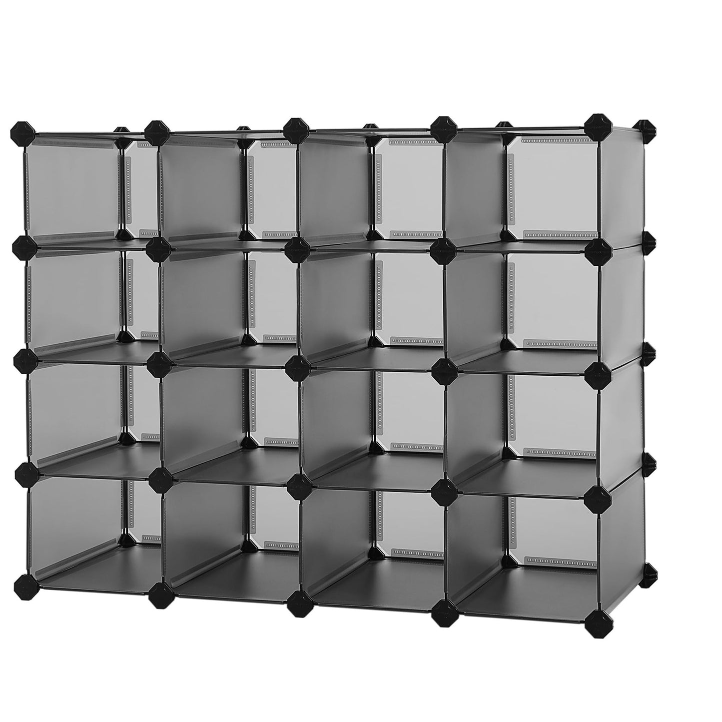 SONGMICS Shoe Rack with 16 Cubes, Interlocking Plastic Shoe Organizer, DIY Storage Cabinet for