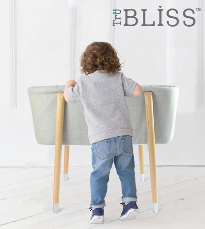 Sova Portable Baby Bassinet, Mid-Century Design with Extra Deep Walls for Newborns and Babies Safety, Includes 2 Fitted Sheets and Padded Mattress (Glacier Grey)