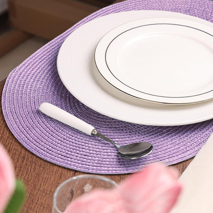 AHHFSMEI Placemats Set of 6 for Dining Table Washable Woven Vinyl Non-Slip 18x12 inches Placemat Heat-Resistant Durable Table Mats for Dining Table Easy to Clean(Lavender Purple)