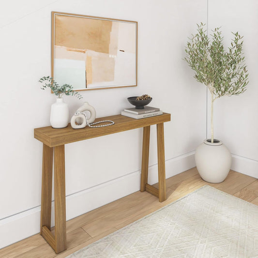 Plank+Beam Solid Wood Console Table, 46.25 Inch, Sofa Table, Narrow Entryway Table for Hallway