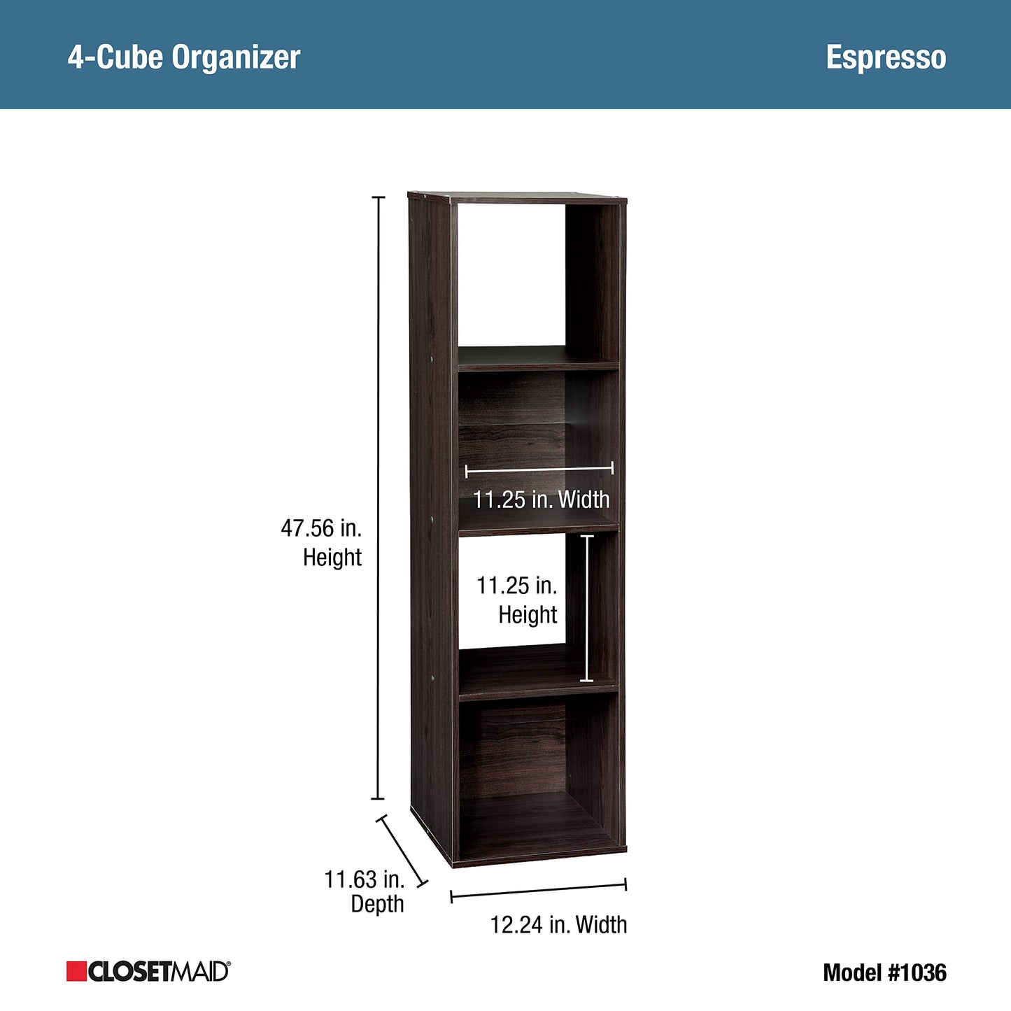 ClosetMaid Cubeicals 4 Cube Storage Shelf Organizer, Stackable, Vertical or Horizontal, Easy
