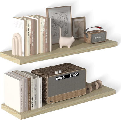 40 Inch Floating Shelf 2 Pack Large Floating Shelves for Wall No Drilling Accessories Included Deep Wall Shelves for Living Room Kitchen Farmhouse 40" W x 12" D x 1.2" Oak