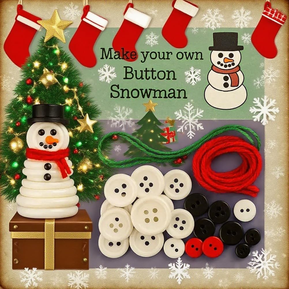 DIY Christmas Button Ornament Making Set - Snowman/Santa/Angel, Fun Holiday Craft Kit for All Ages, Ideal Xmas Tree Hanging Decor & Festive Gifts (Angel 4)