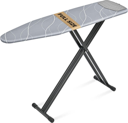 APEXCHASER Ironing Board with Silicon Iron Rest, Heavy-Duty Legs and Heat Resistant Cover, 13x53 inch, Black