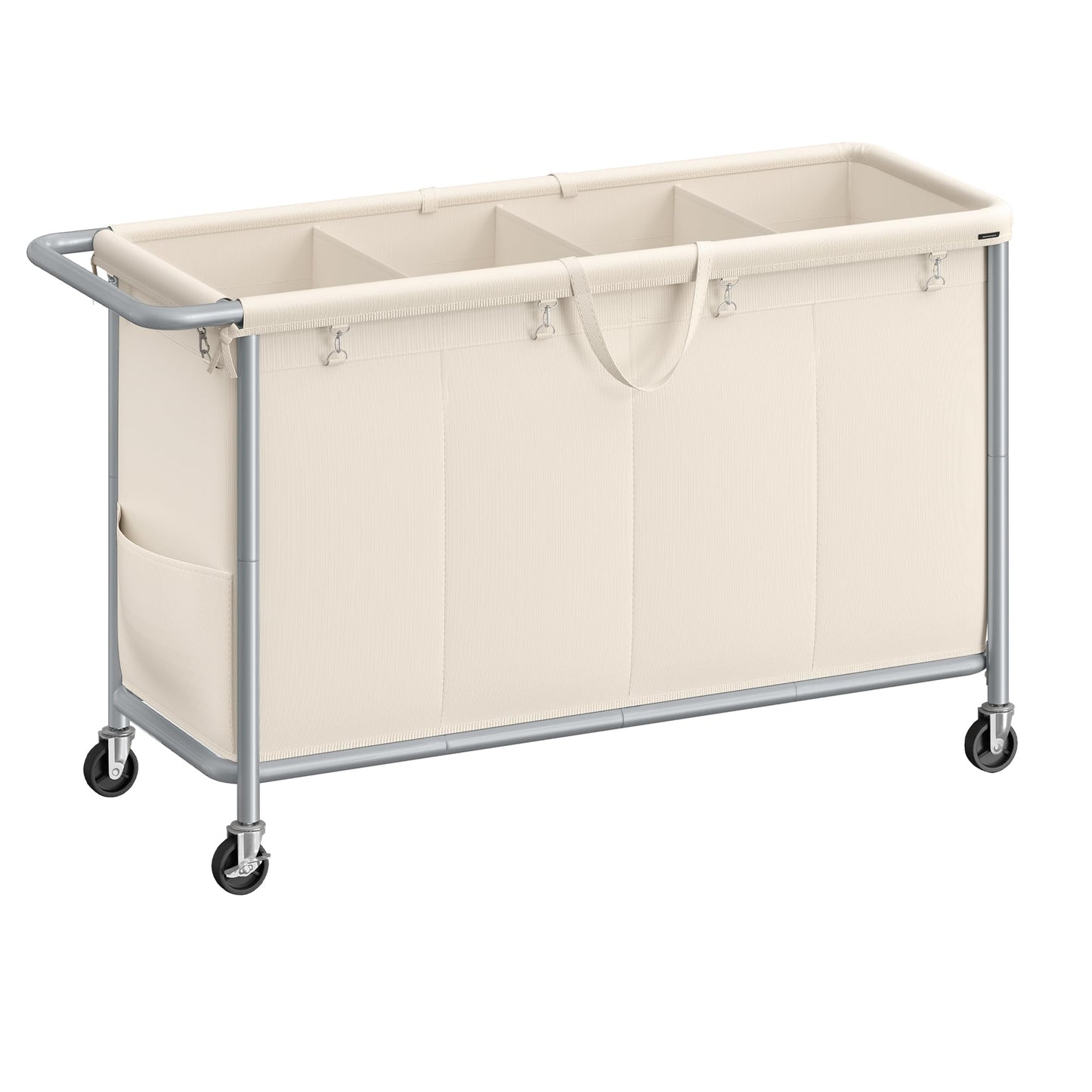 SONGMICS Laundry Basket with Wheels, 4-Section Rolling Laundry Hamper, 68.6 Gallons (260 L)