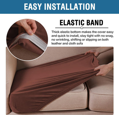 H.VERSAILTEX Velvet Stretch Couch Cushion Cover Plush Cushion Slipcover for Chair Loveseat Sofa Cushion Furniture Protector Seat Cushion Sofa Cover (3 Piece XL Sofa Cushion Covers, Burnt Brick)