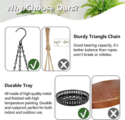 Plant Hanger Indoor Outdoor, 2 Tier Hanging Planter Hanging Plant Shelf, Metal Hanging Plant Holder for Indoor Outdoor Plants