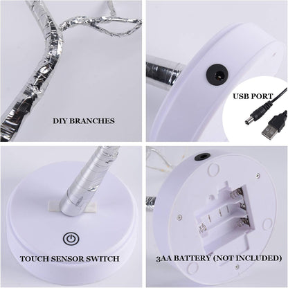 108 LED Sparkly Fairy Tree Lamp, Warm White, Remote Control, USB/Battery, 8 Modes, DIY Bonsai Decor, Festival Decoration Light