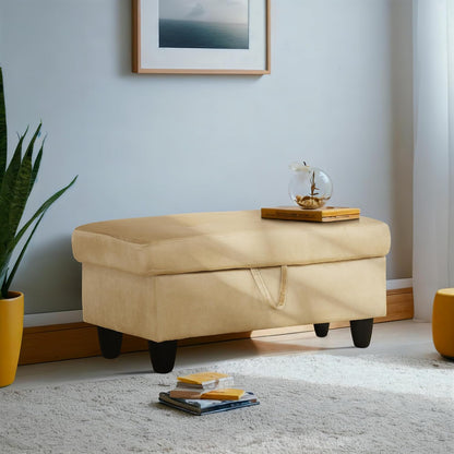 Ottoman Rectangular Storage Ottoman Bench, Flannel Footrest Stool Footstool with Lid for Living Room, Bedroom, Entryway, Light Brown, 28.5"x19"x17.5"