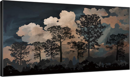 SIGNWIN 30"x60" Extra Large Framed Wall Art Silhouetted Trees at Dusk, Dramatic Forest and Cloudscape for Home Living Room Bedroom Decor (Frame Assembly Required)