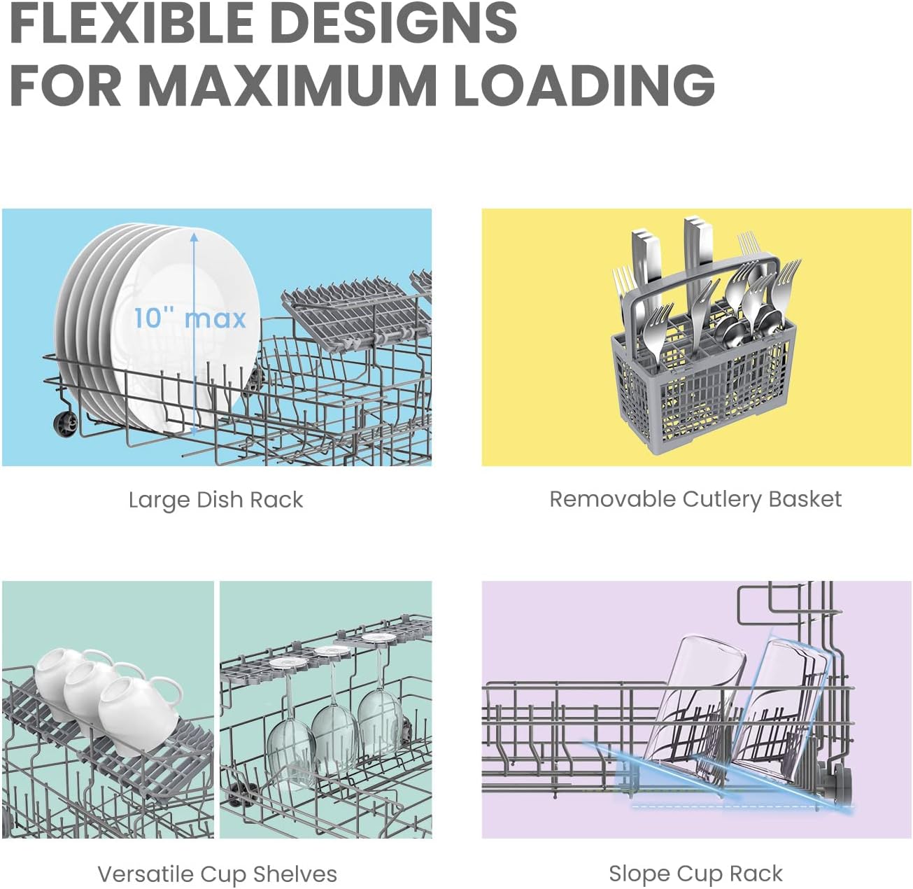 COMFEE??Portable Mini Dishwasher, Energy Star, Countertop, 6 Place Settings, with 8 Washing Programs, Speed, Baby-Care, ECO& Glass, Dish Washer for Dorm, RV& Apartment, White