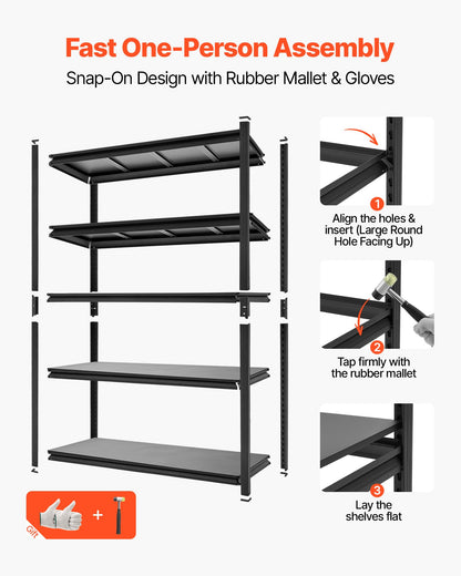 VEVOR Storage Shelves, 5-Tier Adjustable, 3000 lbs Capacity, Heavy Duty Garage Storage Shelving