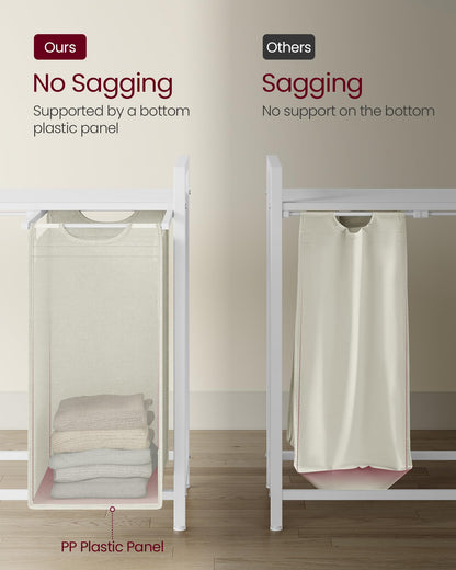 VASAGLE Laundry Hamper, Laundry Basket, Laundry Sorter with 4 Pull-Out and Removable Bags, Shelf