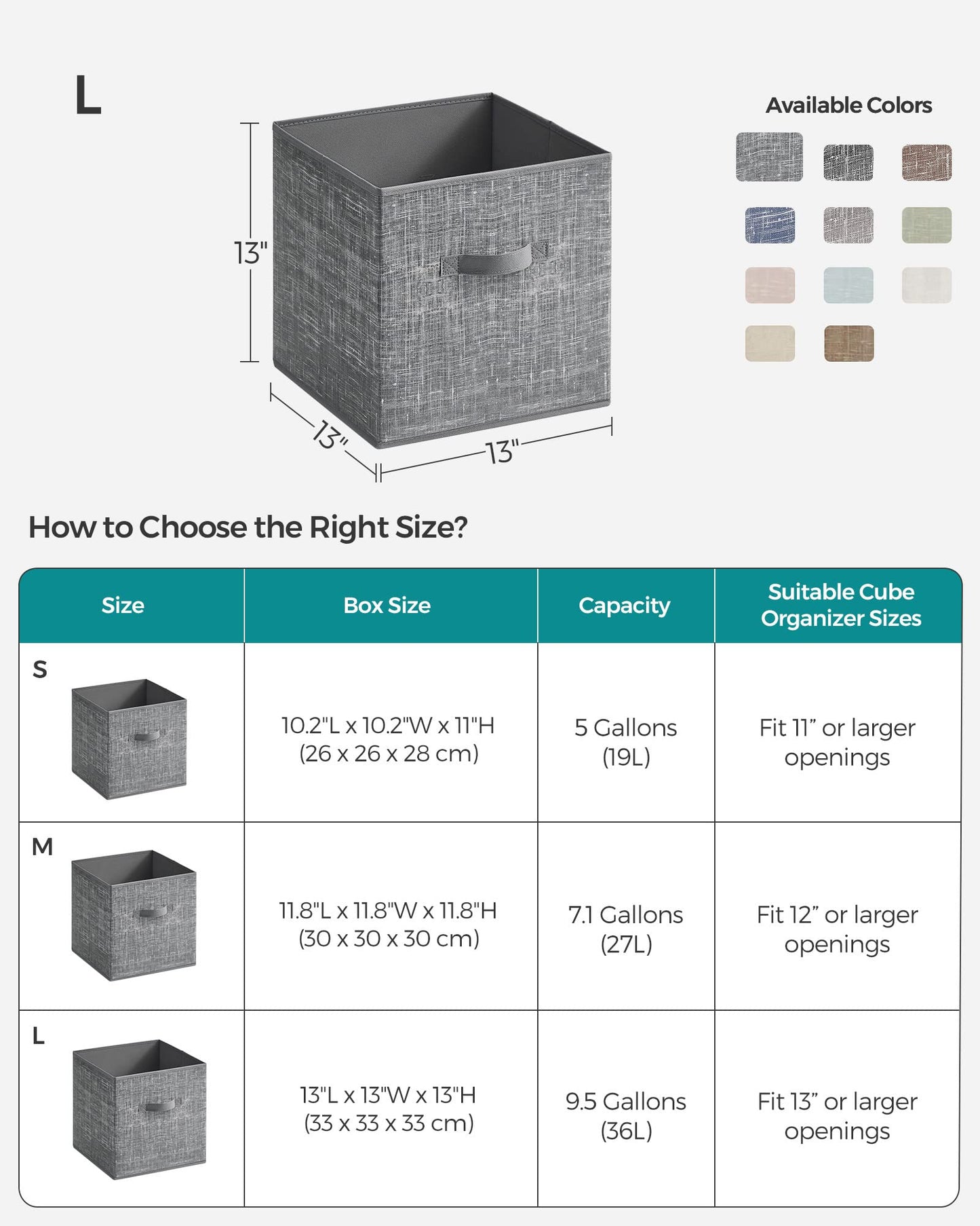 SONGMICS Storage Cubes, Set of 6, 13-Inch Foldable Closet Organizers