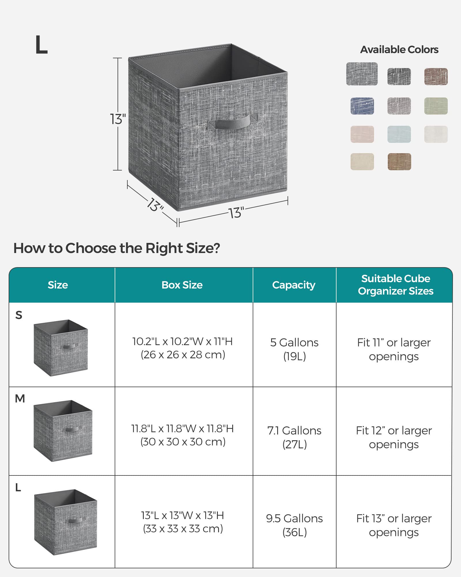 SONGMICS Storage Cubes, Set of 6, 13-Inch Foldable Closet Organizers