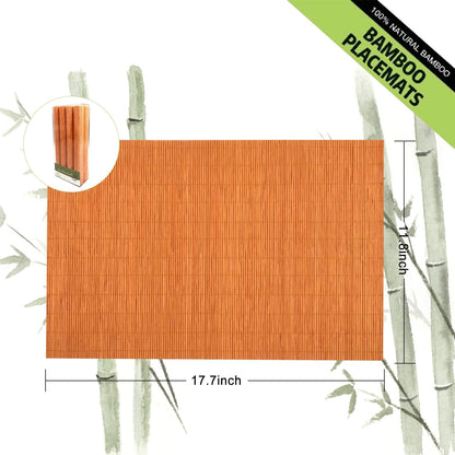 ANDSTAR Non-Slip Waterproof Placemats Set of 6 - Reusable Wipeable Table Mats for Dining Table, Kitchen, Outdoor Picnic, 12x18 Inch PVC Backed Heat Resistant Place Mats Dishwasher Safe（Orange）