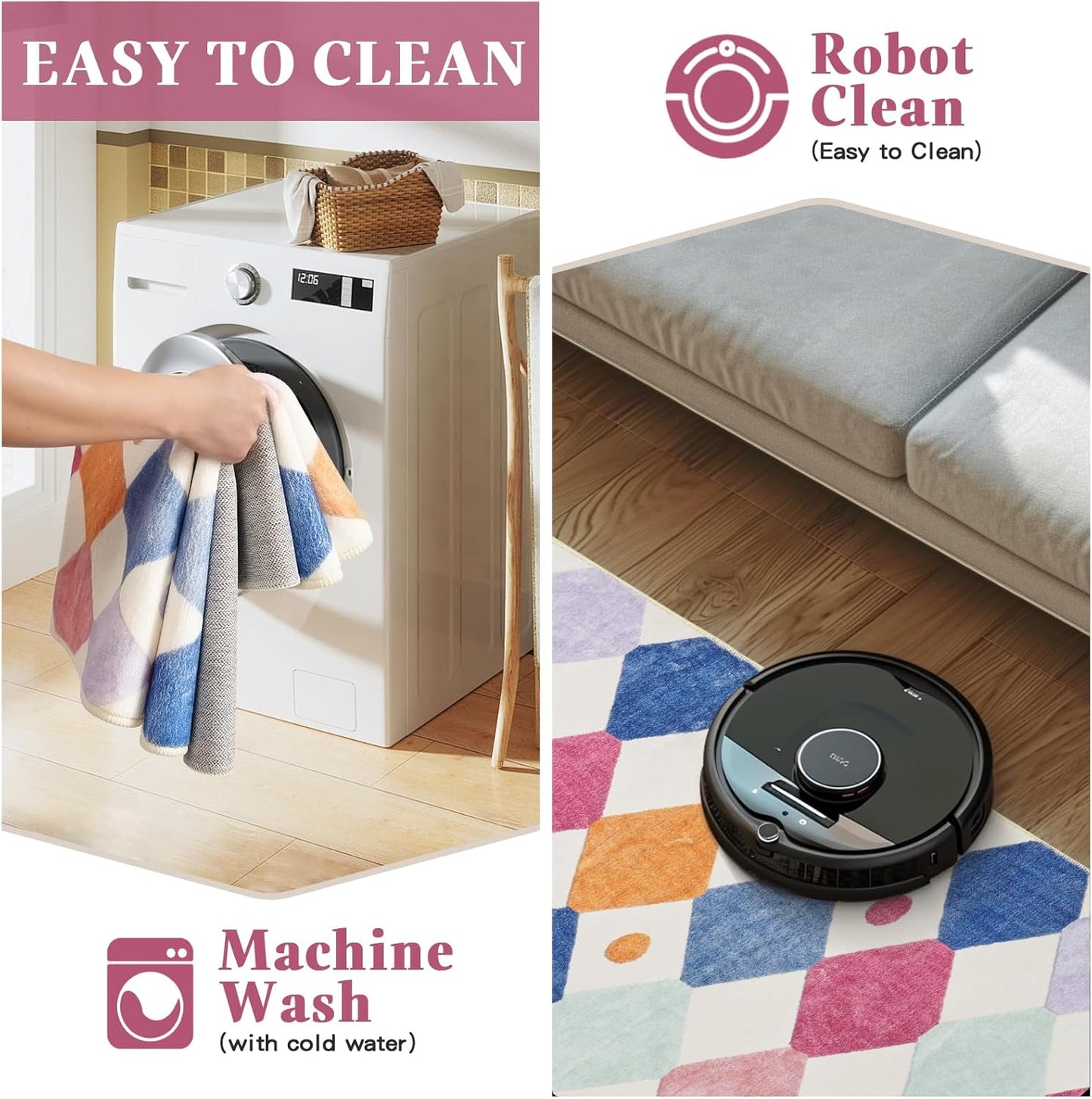 jinchan Kids Rug for Classroom 8ft Radius Corner Washable Area Rug Modern Colorful Quarter Circle Rug Soft Non-Slip Carpet for Nursery Playroom Daycare Reading Nook Living Room Berries on Cream