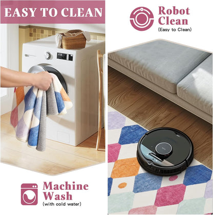 jinchan Kids Rug for Classroom 8ft Radius Corner Washable Area Rug Modern Colorful Quarter Circle Rug Soft Non-Slip Carpet for Nursery Playroom Daycare Reading Nook Living Room Berries on Cream