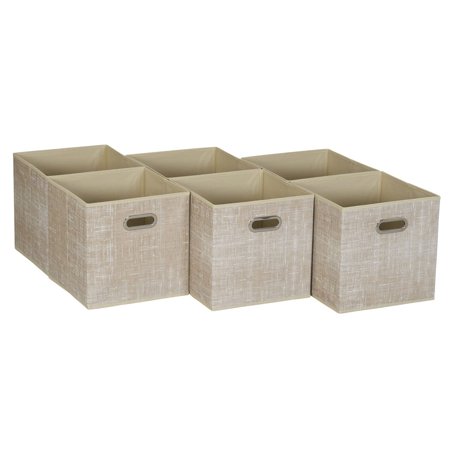 Household Essentials 6 Pack Fabric Storage Bins with Handle, Gray Mix