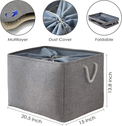 TheWarmHome Storage Baskets for Organizing, Sturdy Fabric Storage Basket , Foldable Storage Baskets for Shelves Closet Nursery Toy (Grey 3 Pack 20.5×15.7×13.8inch)