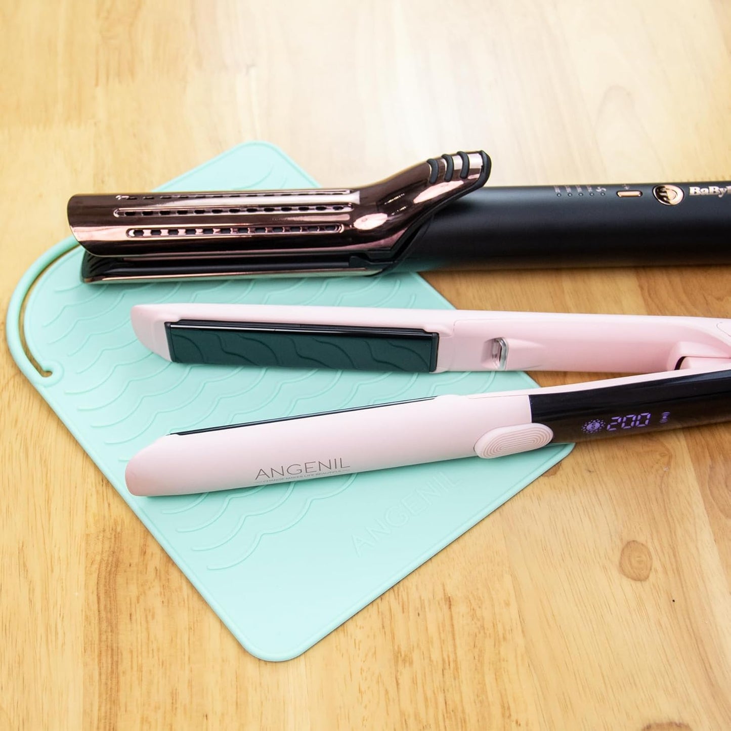 ANGENIL Heat Resistant Silicone Mat Suitable for Curling Iron, Flat Iron, Hot Tools,Safe and Heat-Resistant, Food Grade Silicone (9 "x 6.5")